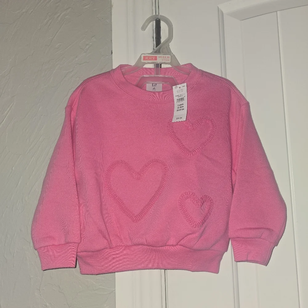 babyGap Oversized Graphic Sweatshirt Hearts 2T Nwt